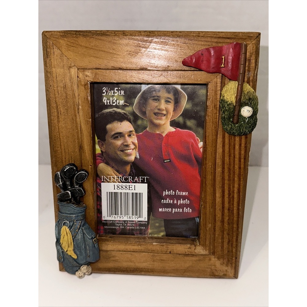 Intercraft Wood Golf Photo Frame 3.5x5 3D Golf Bag Flag Sports Decor 1888E1